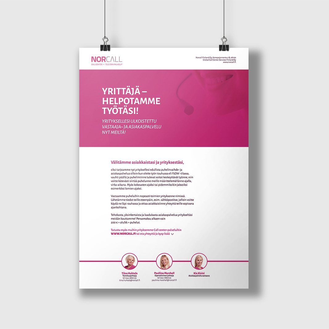 Palvelujen markkinointiin suunniteltu flyer (2016).