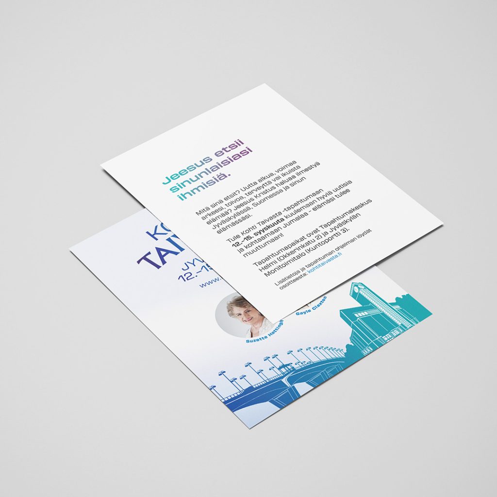A5-kokoiset flyerit, joita jaettiin tapahtumaan tuhansia.